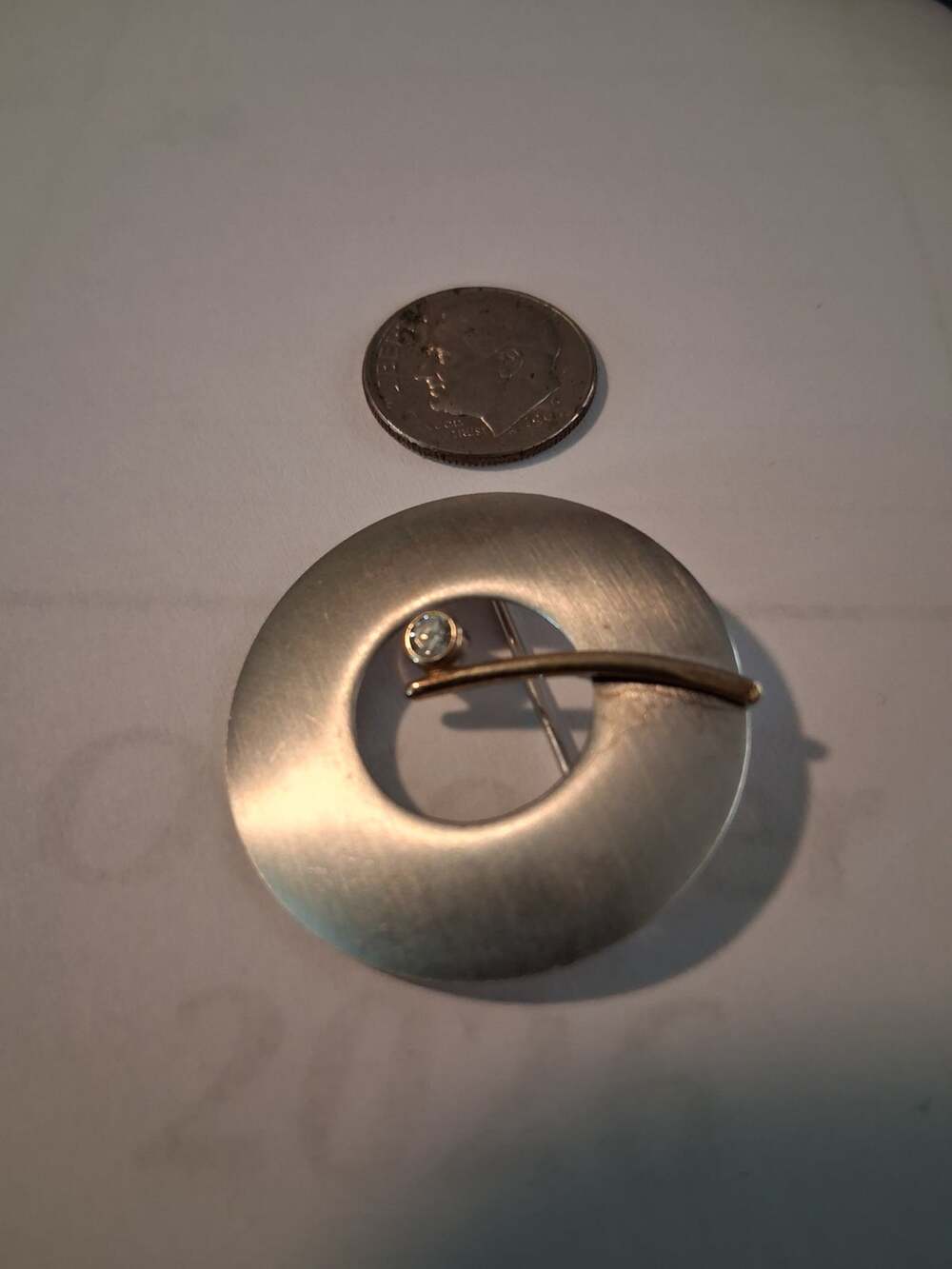 Sterling silver gold cz circle pin jewelry